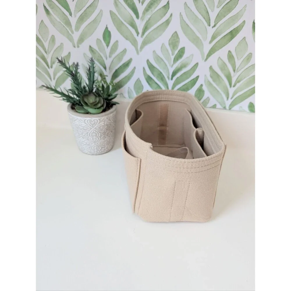 Beige Felt Handbag Organizer Insert - Neutral Purse Storage Opposhe